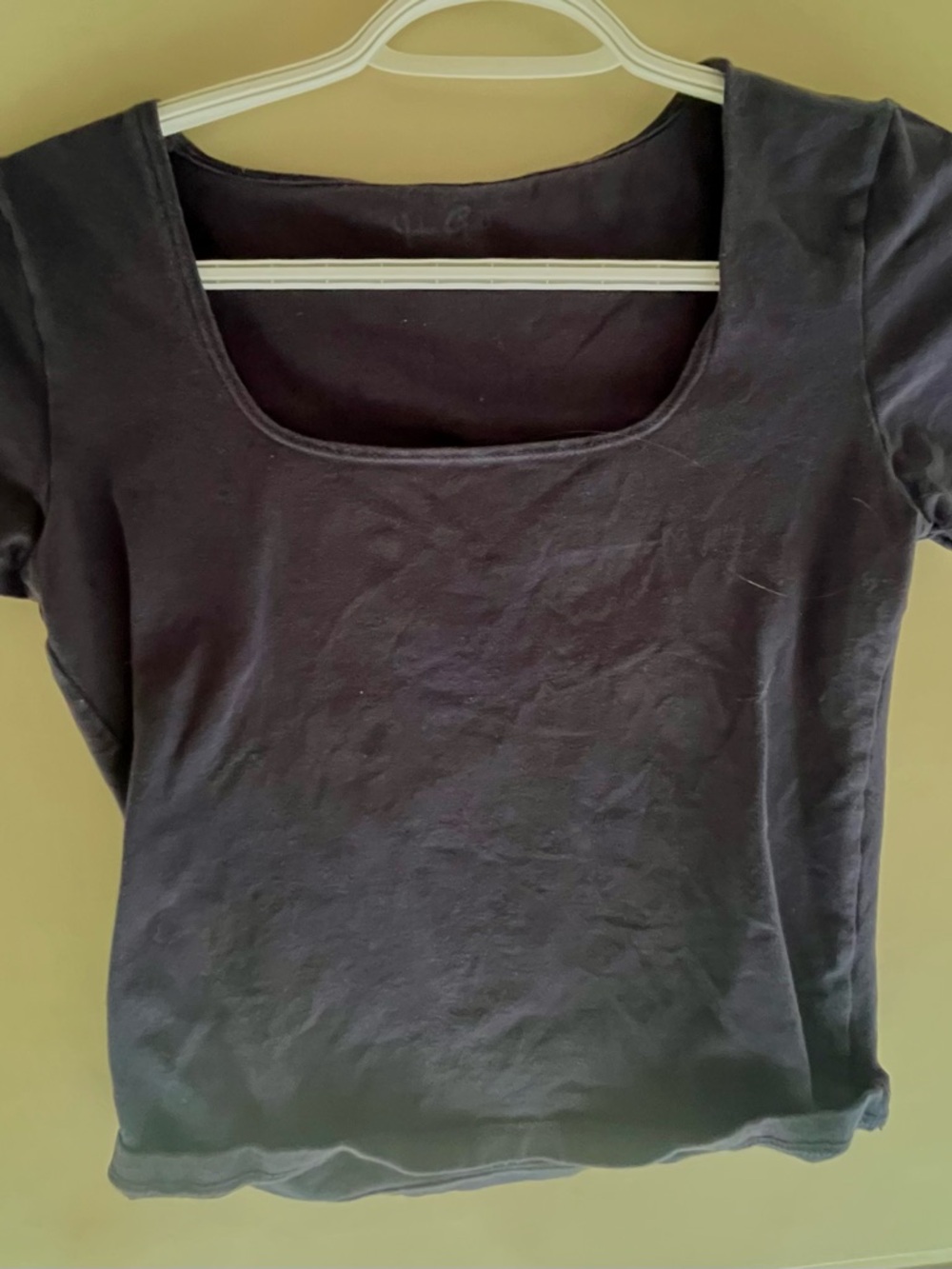 Brandy Melville Black Square Neck Short Sleeve Tee